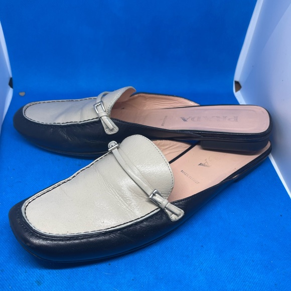 Authentic Prada black/cream mules size 39.5 - Picture 2 of 9